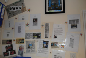 Staff wall close up of cuttings